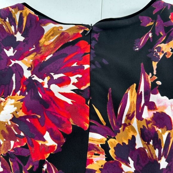 Roz & Ali Size 12 Black Floral Print 3/4 Sleeve Dress Romantic Flounce Ruffle - Picture 9 of 10